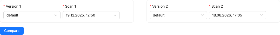 Version and scan selection form