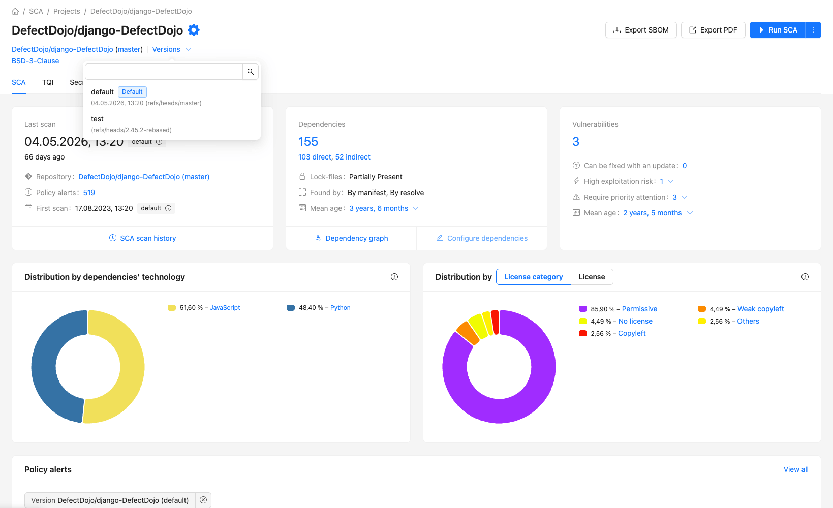Project detail page