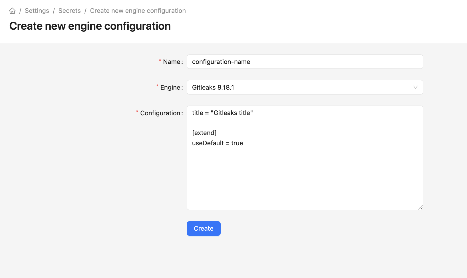 Engine configuration example